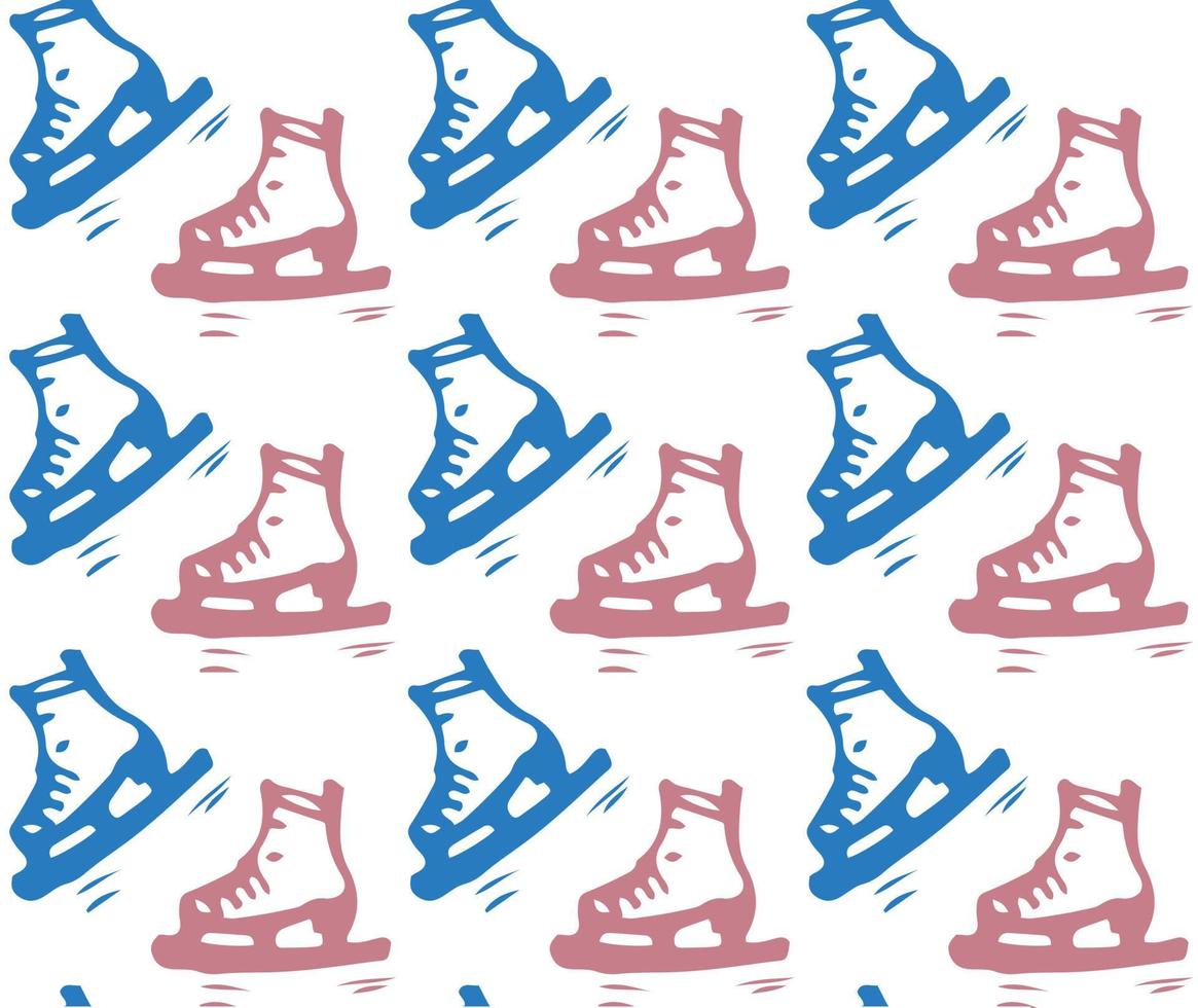 Winter pattern ice skates sports vector hand drawn winter illustration with ice skates Doodle illustration