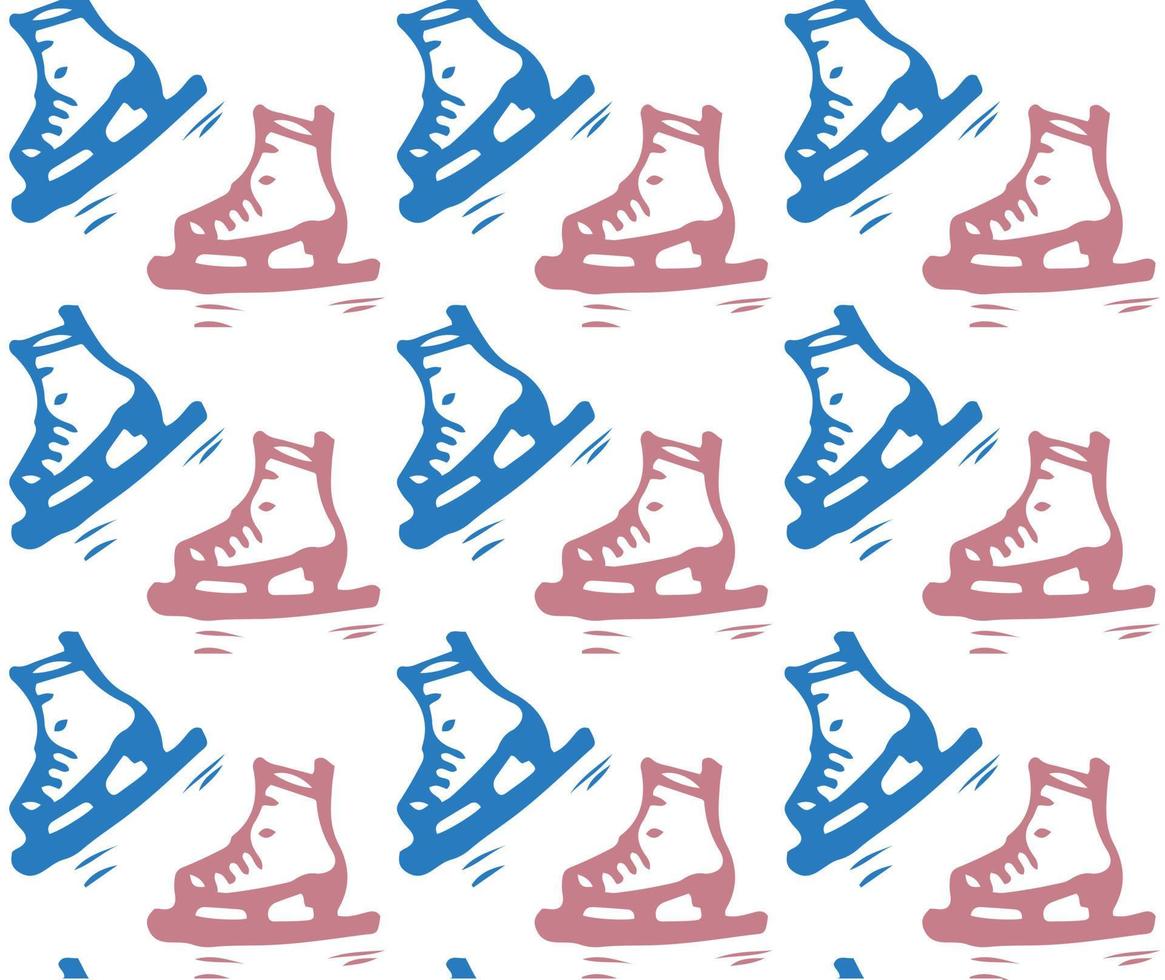 Winter pattern ice skates sports vector hand drawn winter illustration with ice skates Doodle illustration