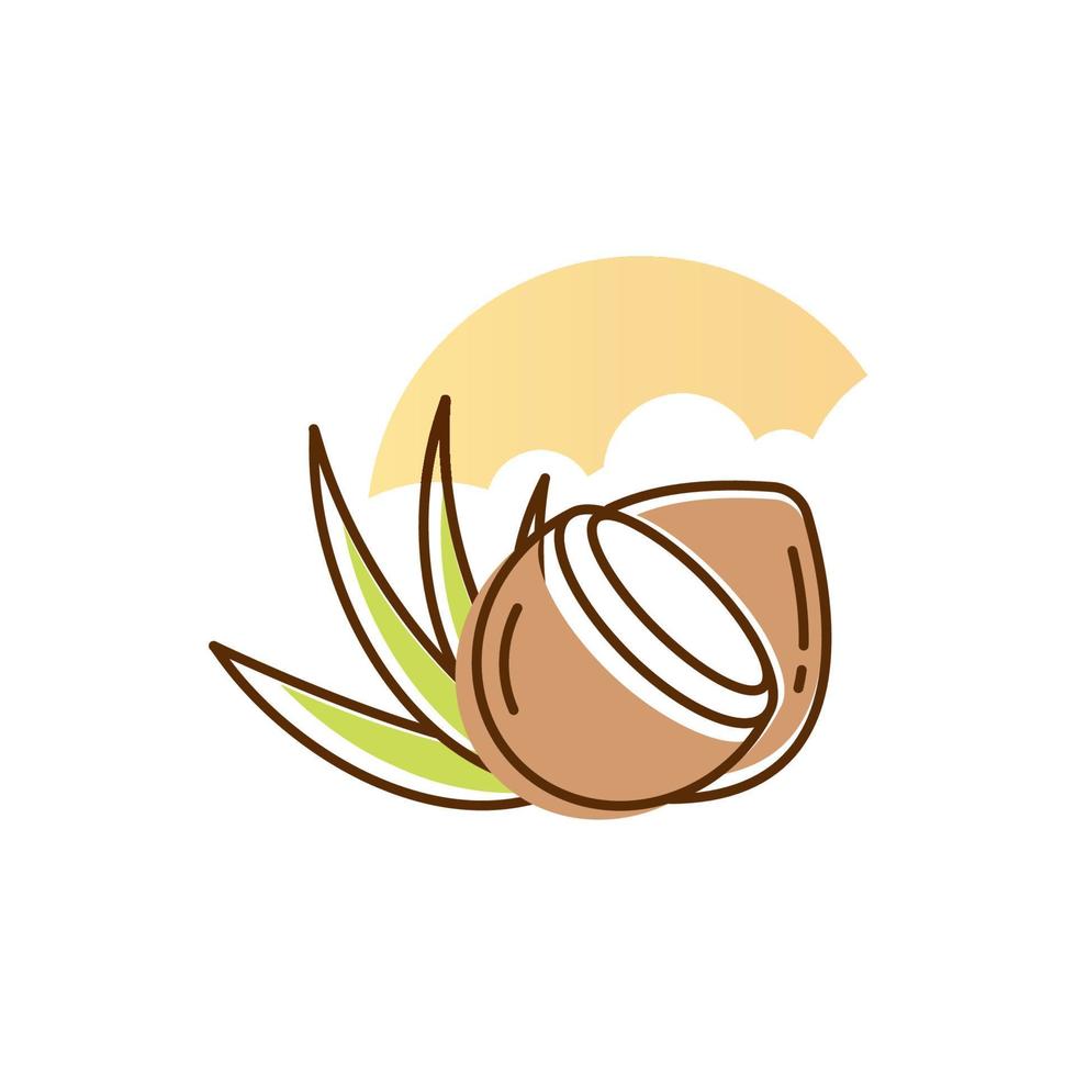 Ilustración de diseño de icono de vector de logotipo de coco