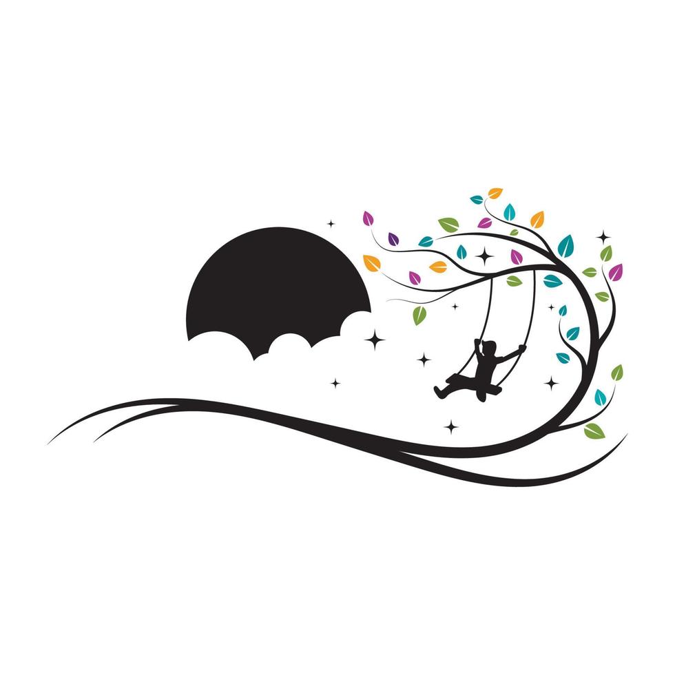 kids tree logo Vector icon design illustration