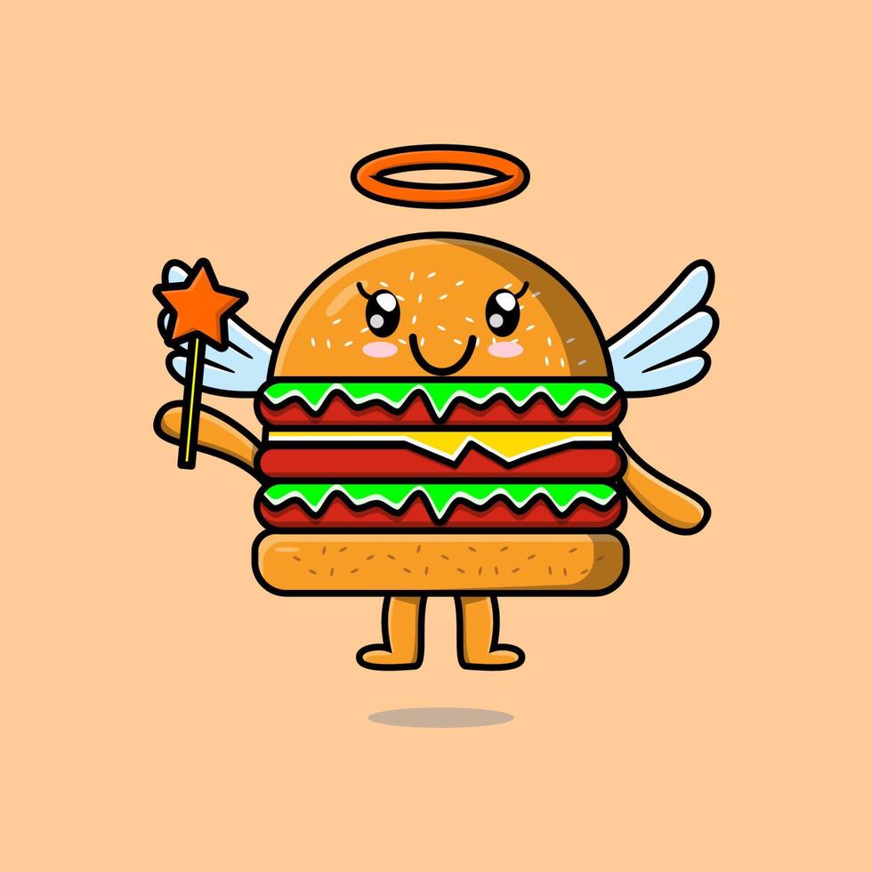 personaje de hamburguesa de dibujos animados en forma de hada vector