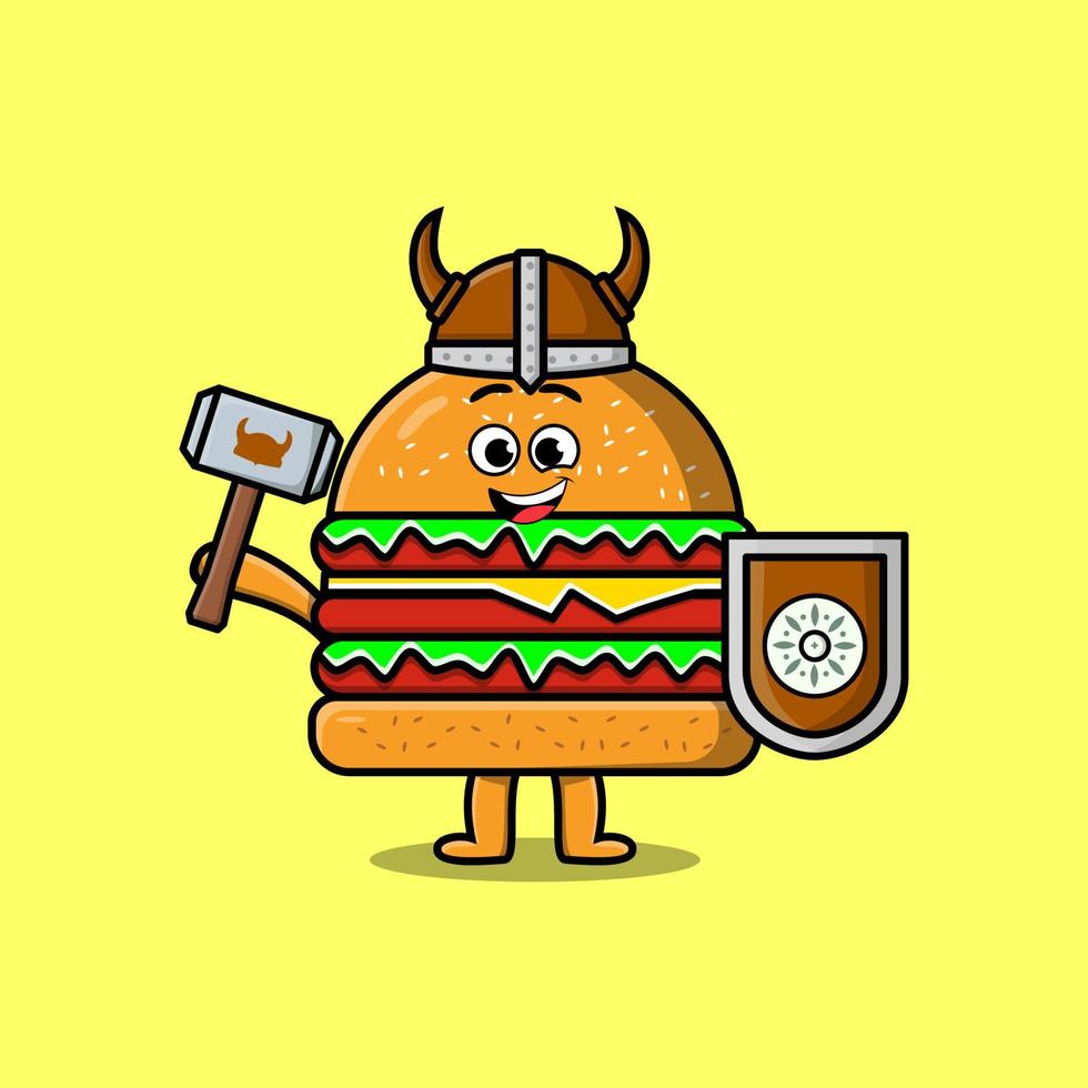 Cute cartoon character Burger viking pirate vector