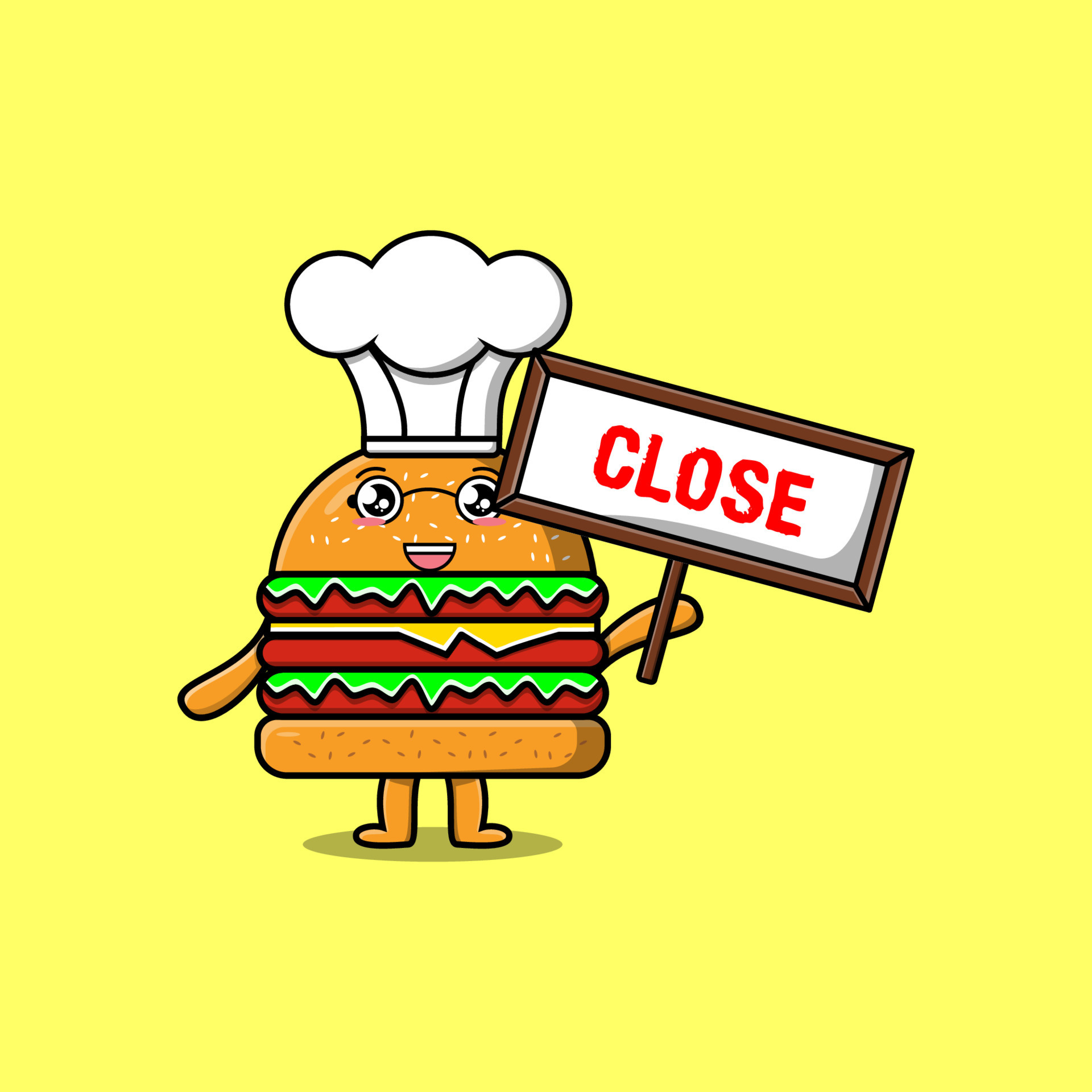 cartoon Burger chef holding close sign board 12760460 Vector Art at