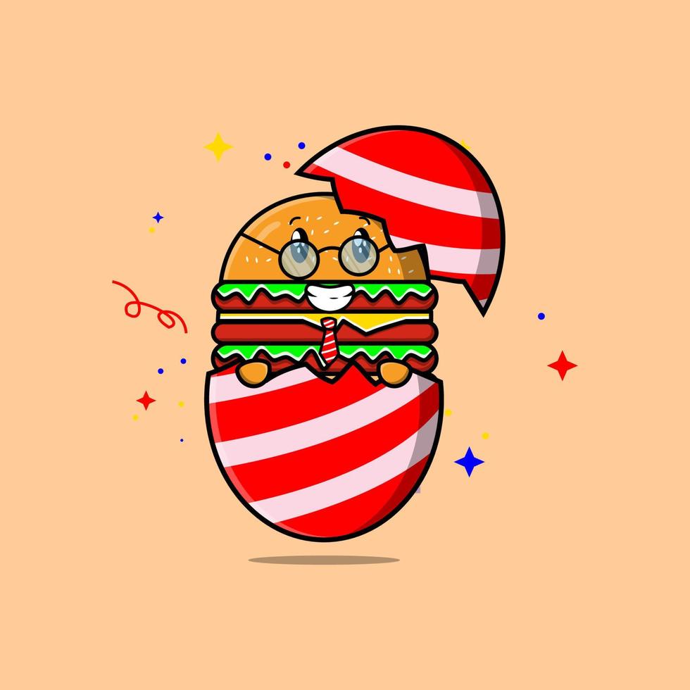 Cute cartoon Burger coming out from easter Burger vector