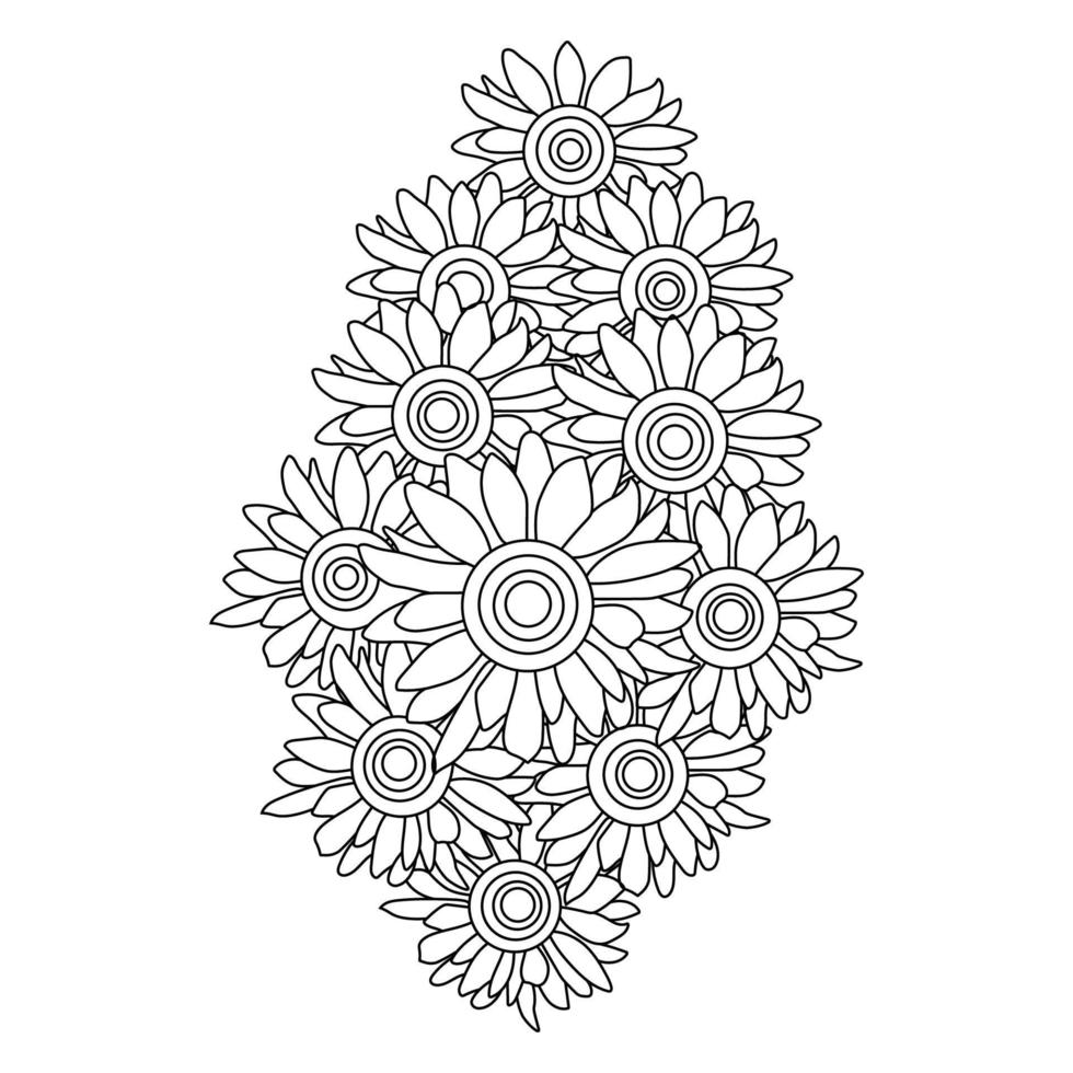 sunflower vector of coloring page doodle pencil line drawing blooming flower
