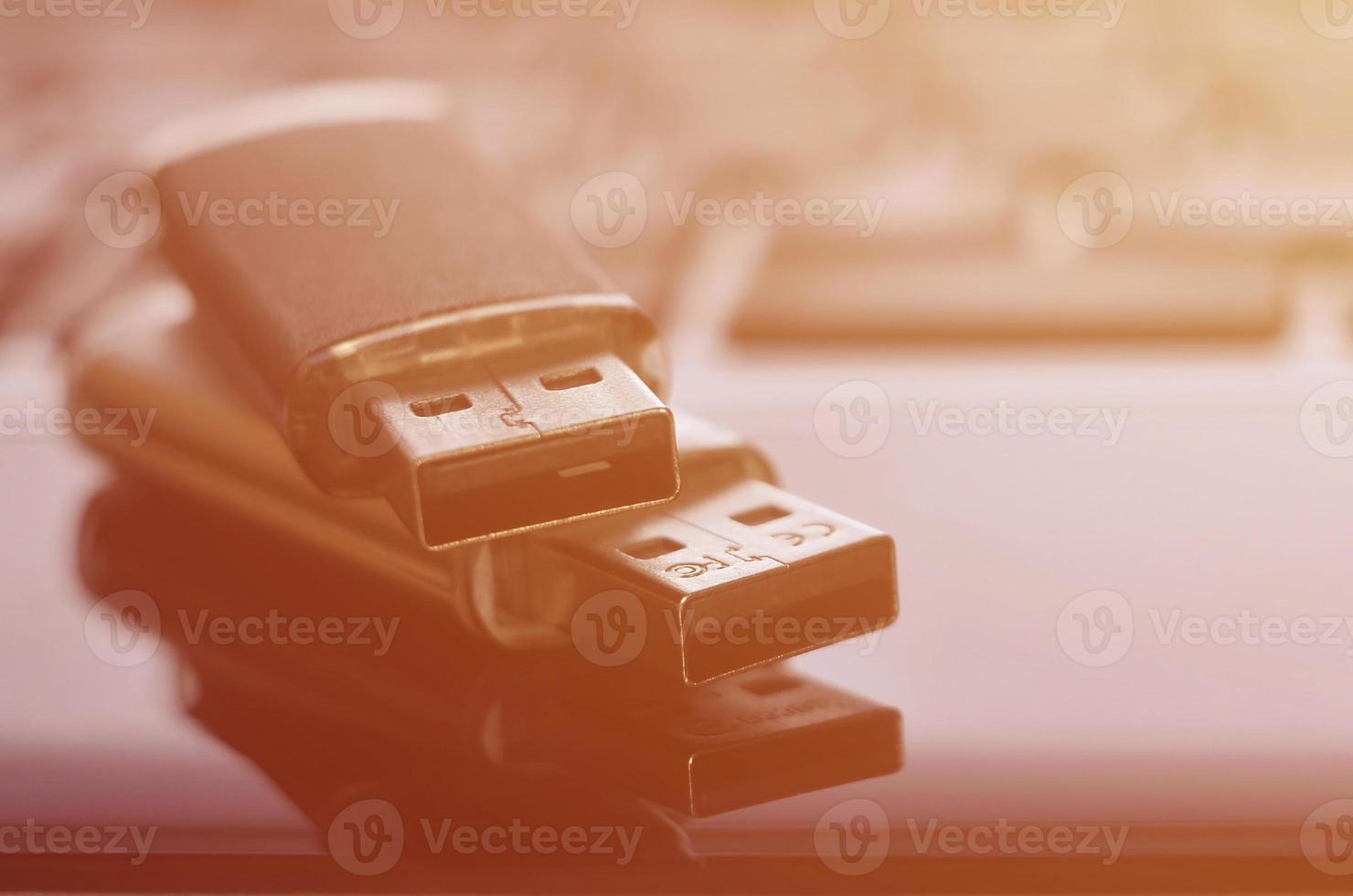 Memory cards on the laptop keyboard photo