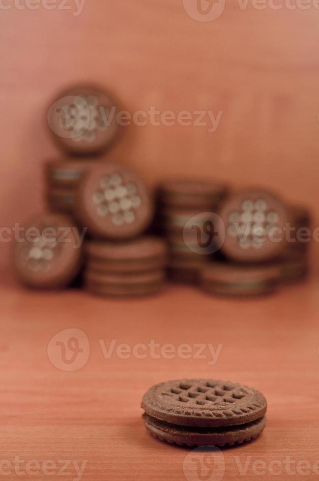 Sandwich round biscuits with vanilla filling photo