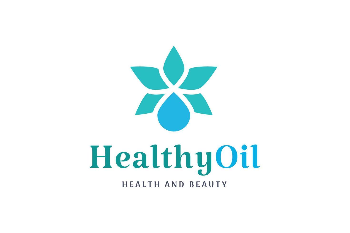 logotipo de belleza simple con forma de hoja y gota de aceite o agua vector