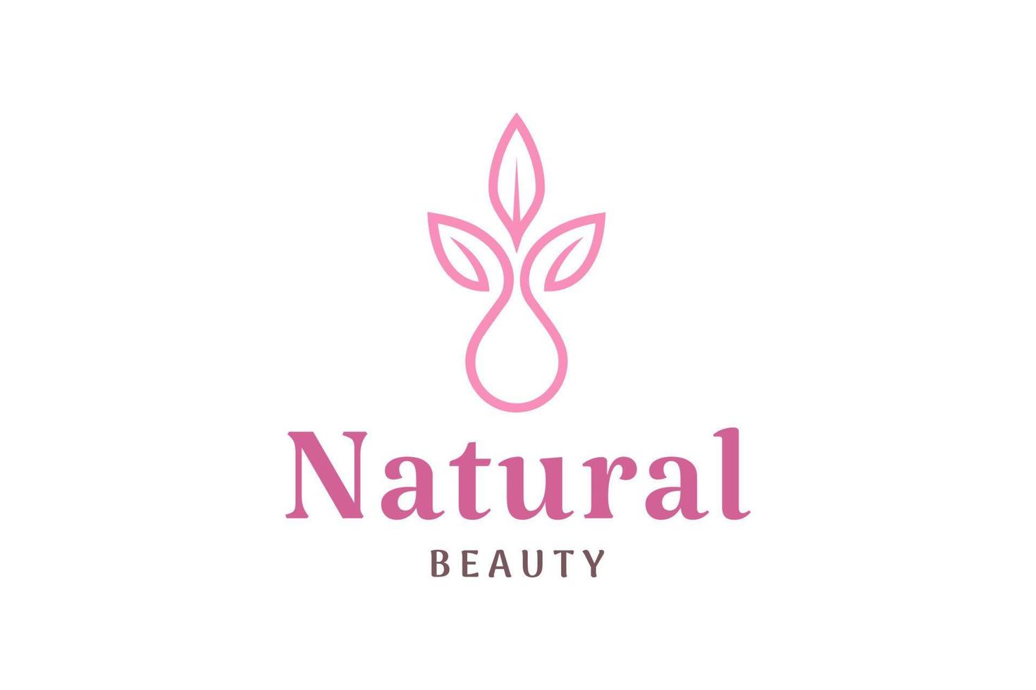 logotipo de hoja y gota para la industria de la belleza vector