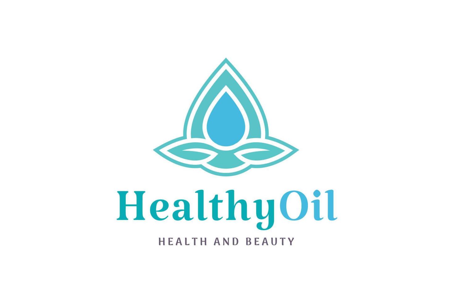 Leaf and droplet logo in simple and modern shape for beauty care and health vector