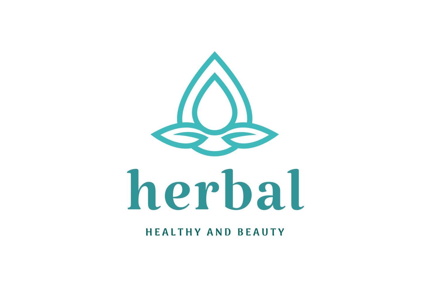 logotipo de hoja y gota en forma simple y moderna para el cuidado de la belleza y la salud vector