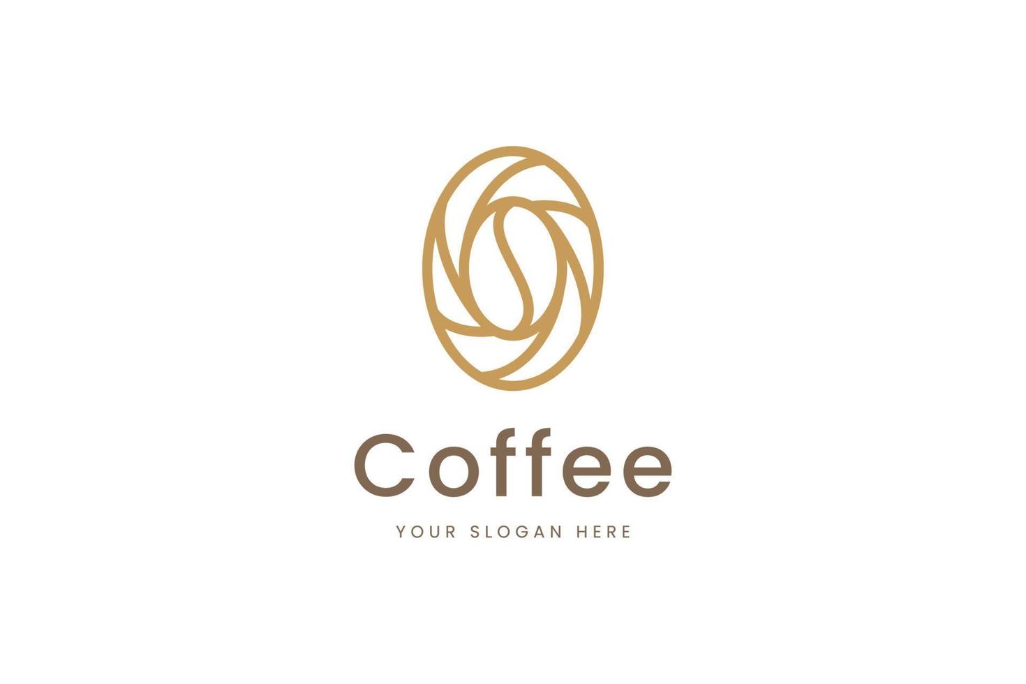 café simple y logotipo de hoja en estilo de línea vector