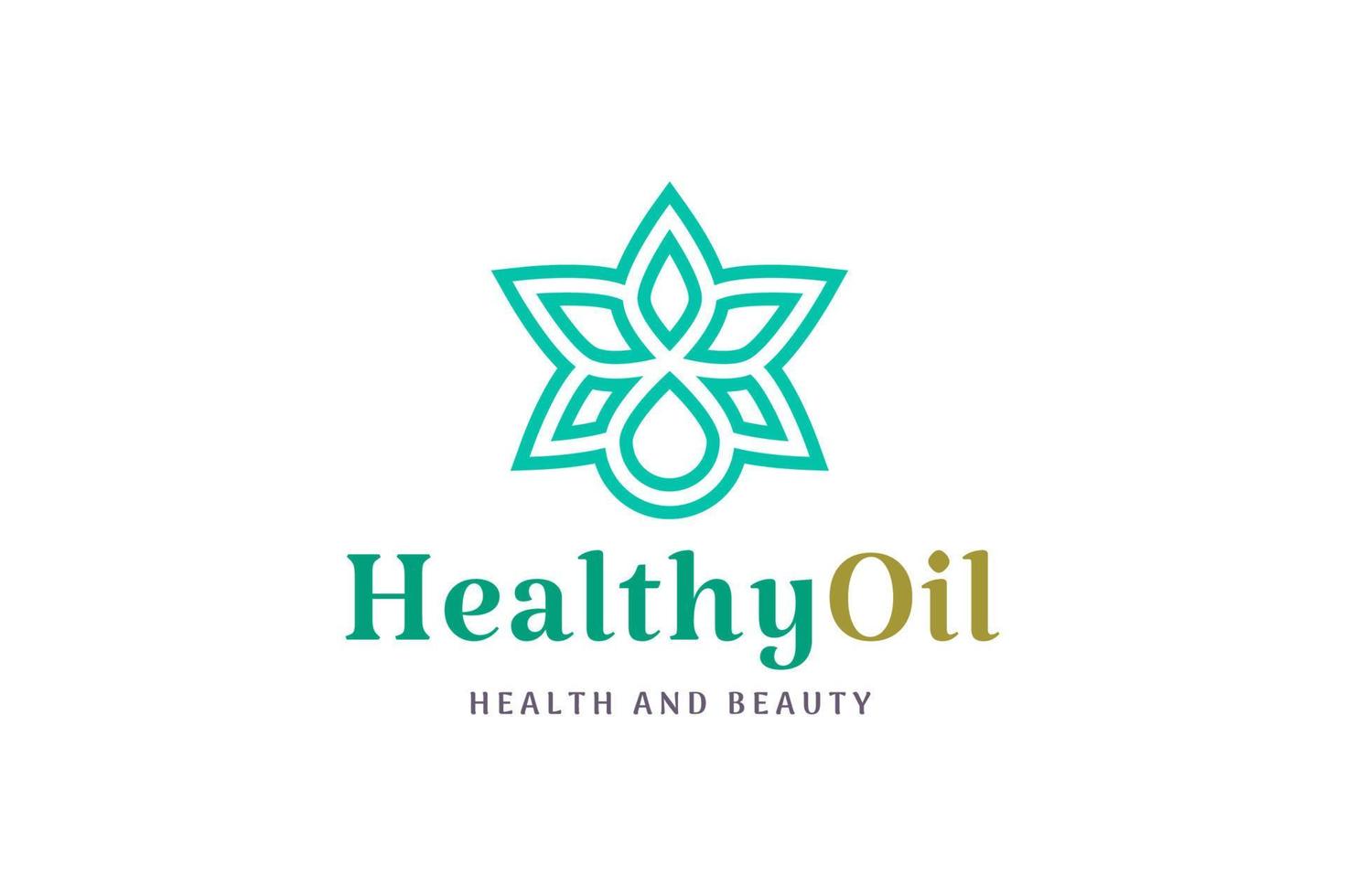 logotipo moderno de cuidado de la belleza con forma de gota de aceite de hoja vector