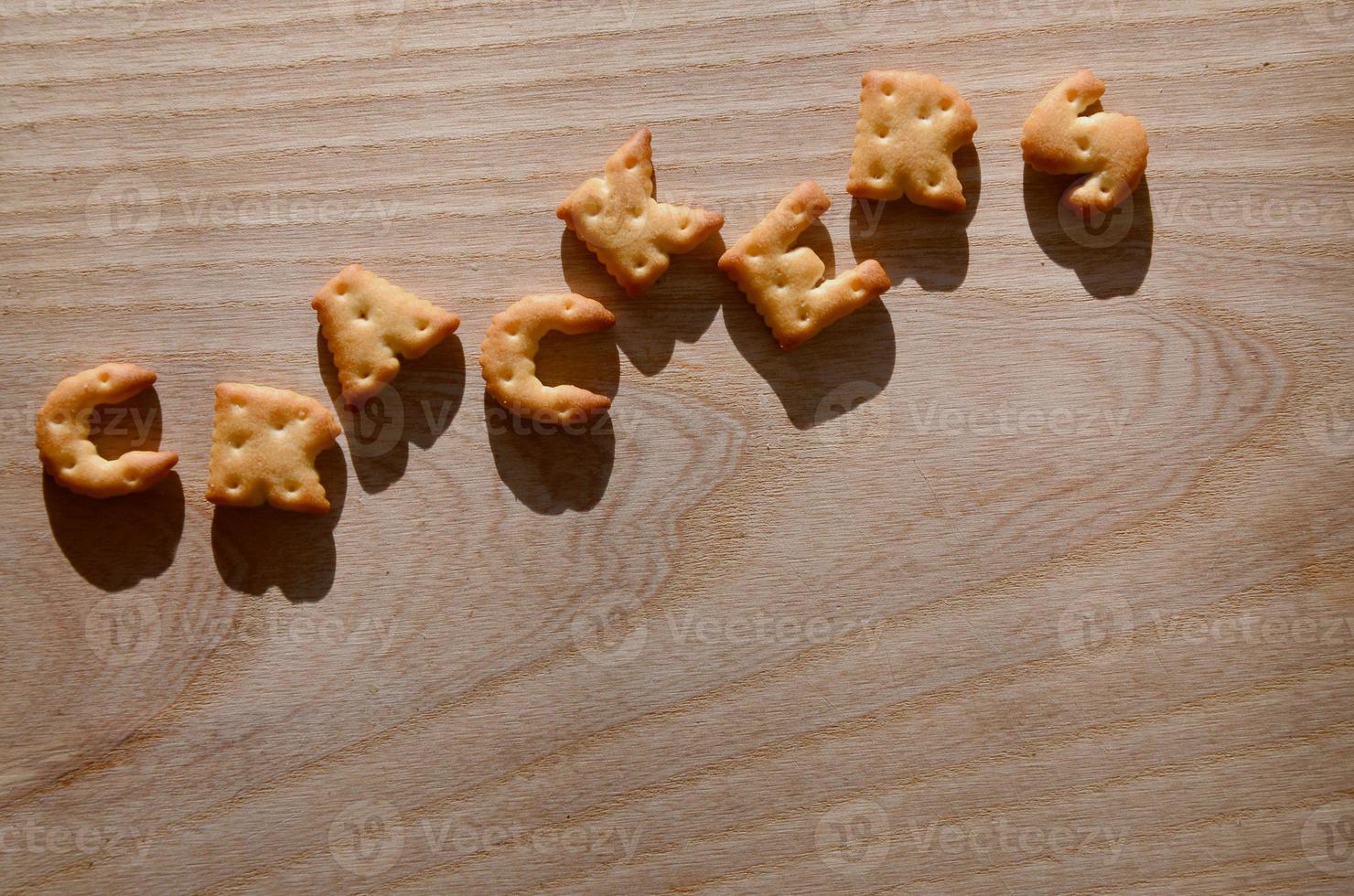 Crackers. Edible letters photo