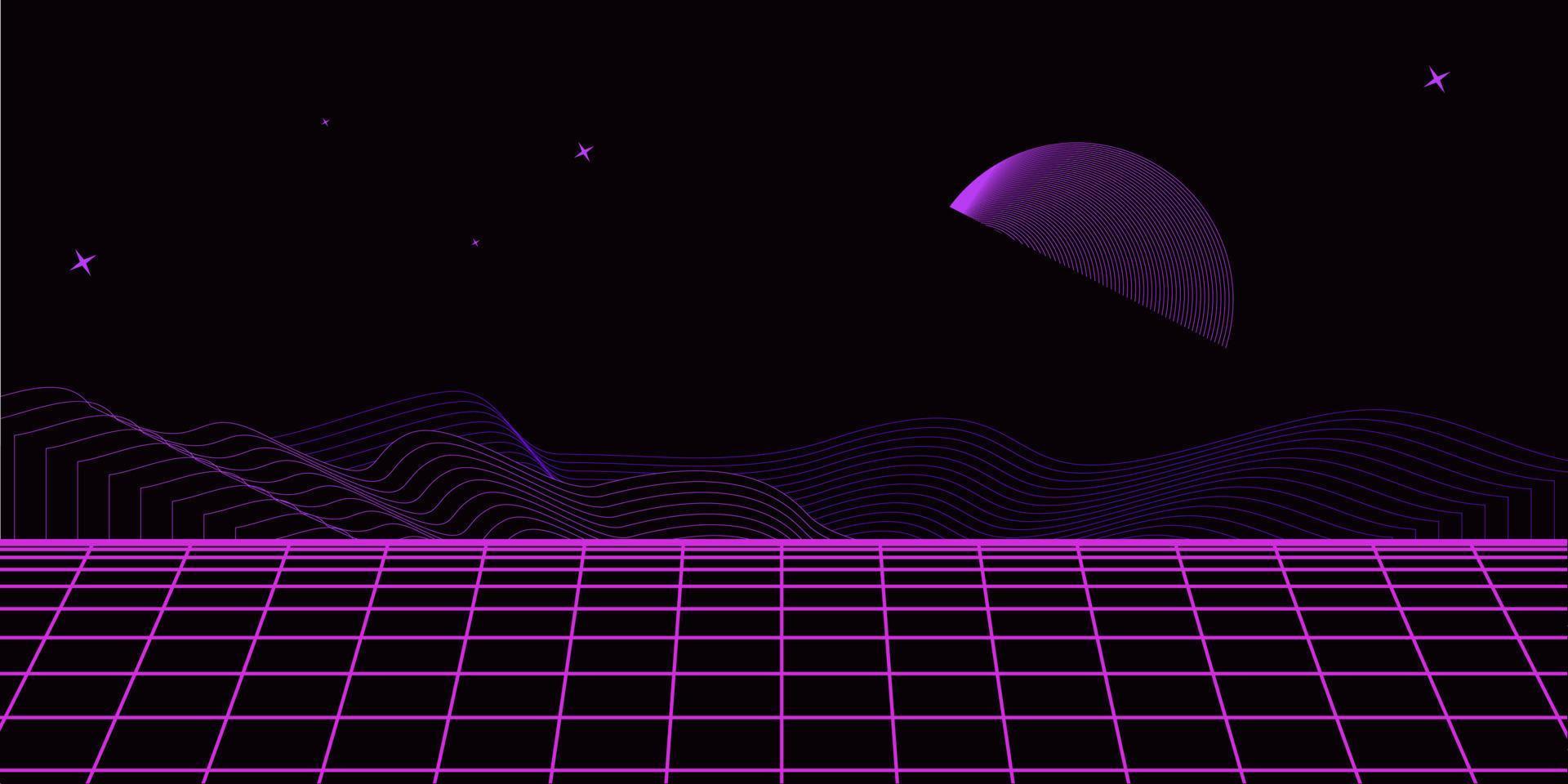 Retro background futuristic landscape 1980s style. Digital retro landscape cyber surface. 80s party background . Retro 80s fashion Sci-Fi Background. Digital Cyber Surface. vector