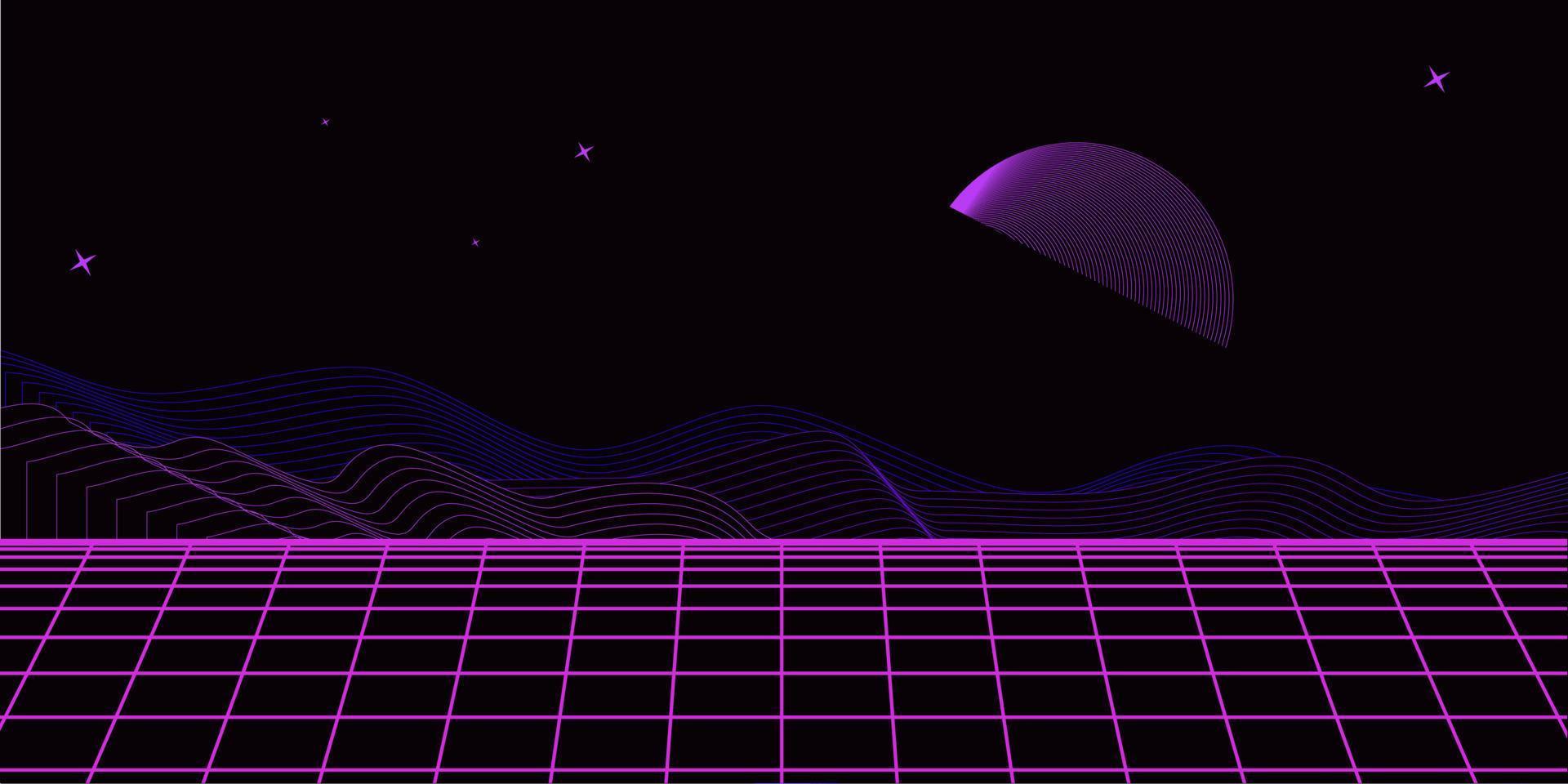 Retro background futuristic landscape 1980s style. Digital retro landscape cyber surface. 80s party background . Retro 80s fashion Sci-Fi Background. Digital Cyber Surface. vector