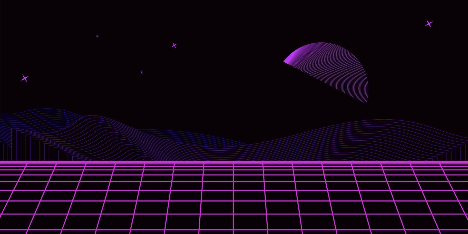 Retro background futuristic landscape 1980s style. Digital retro landscape cyber surface. 80s party background . Retro 80s fashion Sci-Fi Background. Digital Cyber Surface. vector