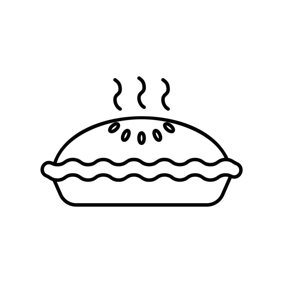 icono de pastel caliente para comida o comida en estilo de contorno negro vector