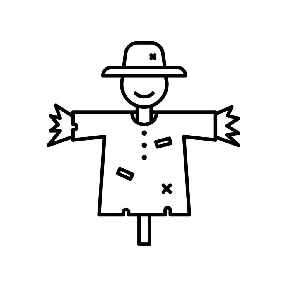Scarecrow icon for scaring bird on farming land in black outline style vector