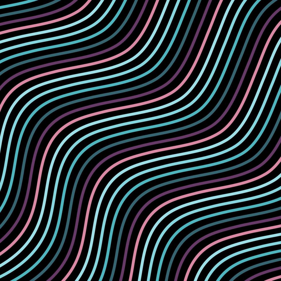 ondas abstractas de colores sobre fondo negro. fondo ondulado con dirección diagonal. vector