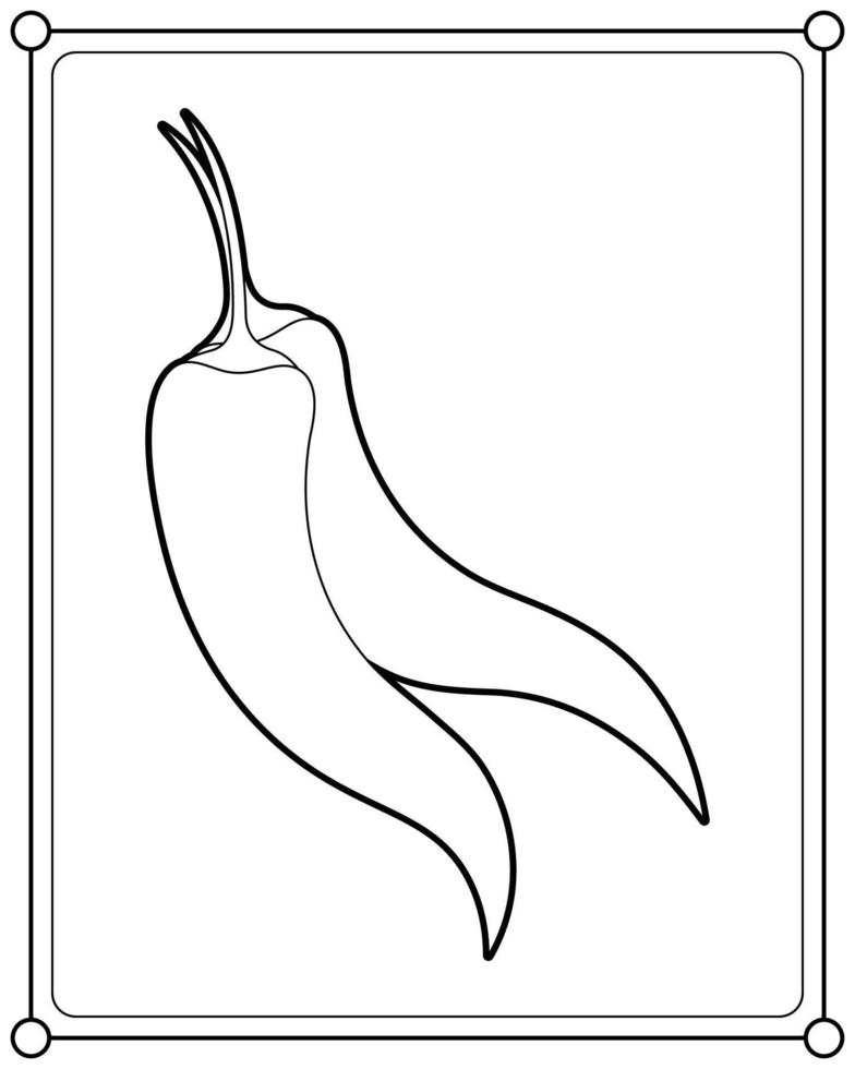 Red chili pepper suitable for children's coloring page vector illustration