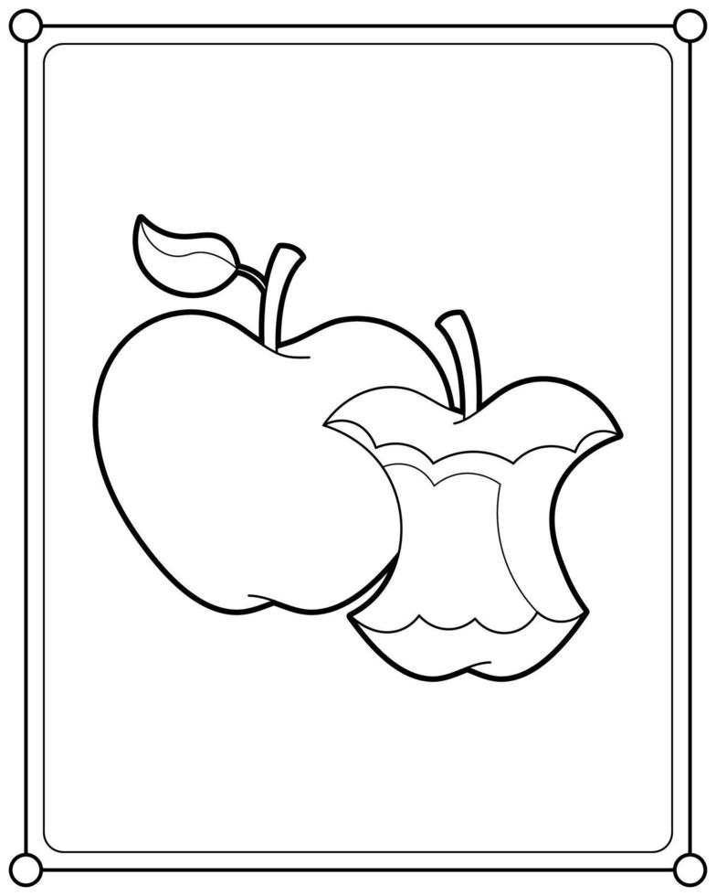 manzana adecuada para la ilustración de vector de página para colorear de niños