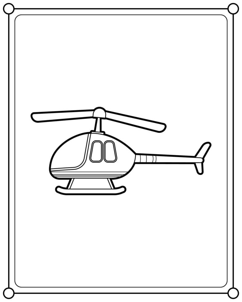 Toy helicopter suitable for children's coloring page vector illustration