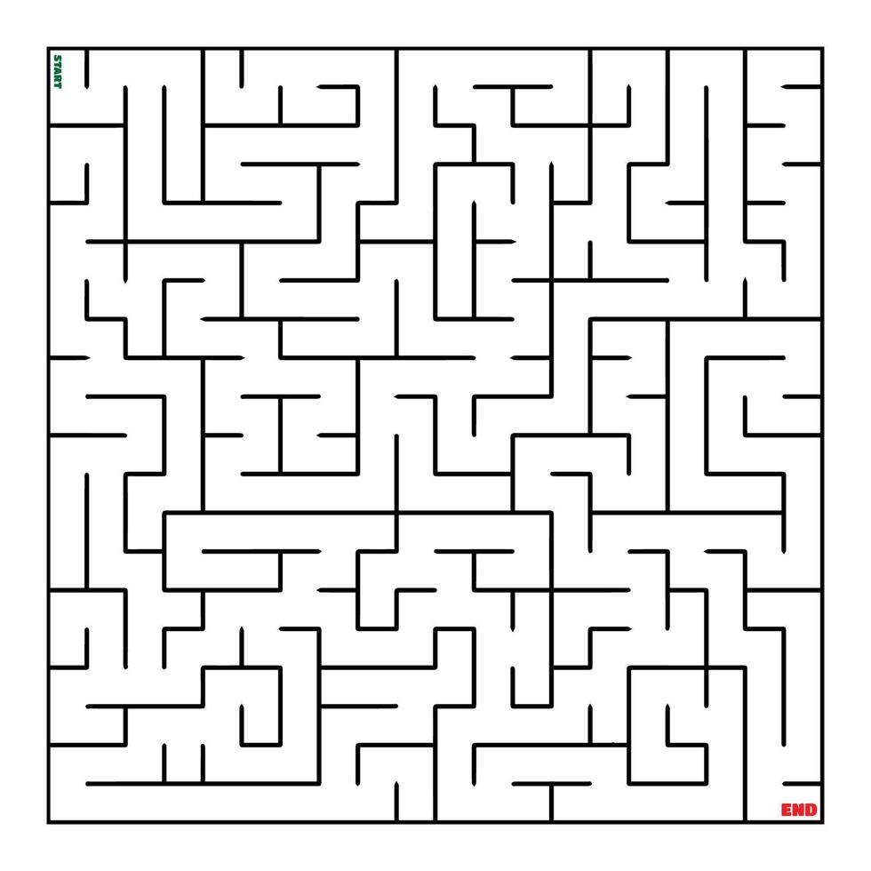 maze coloring page  find the right way to the solution. square maze black line on white background vector