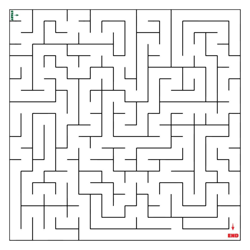 maze coloring page  find the right way to the solution. square maze black line on white background vector