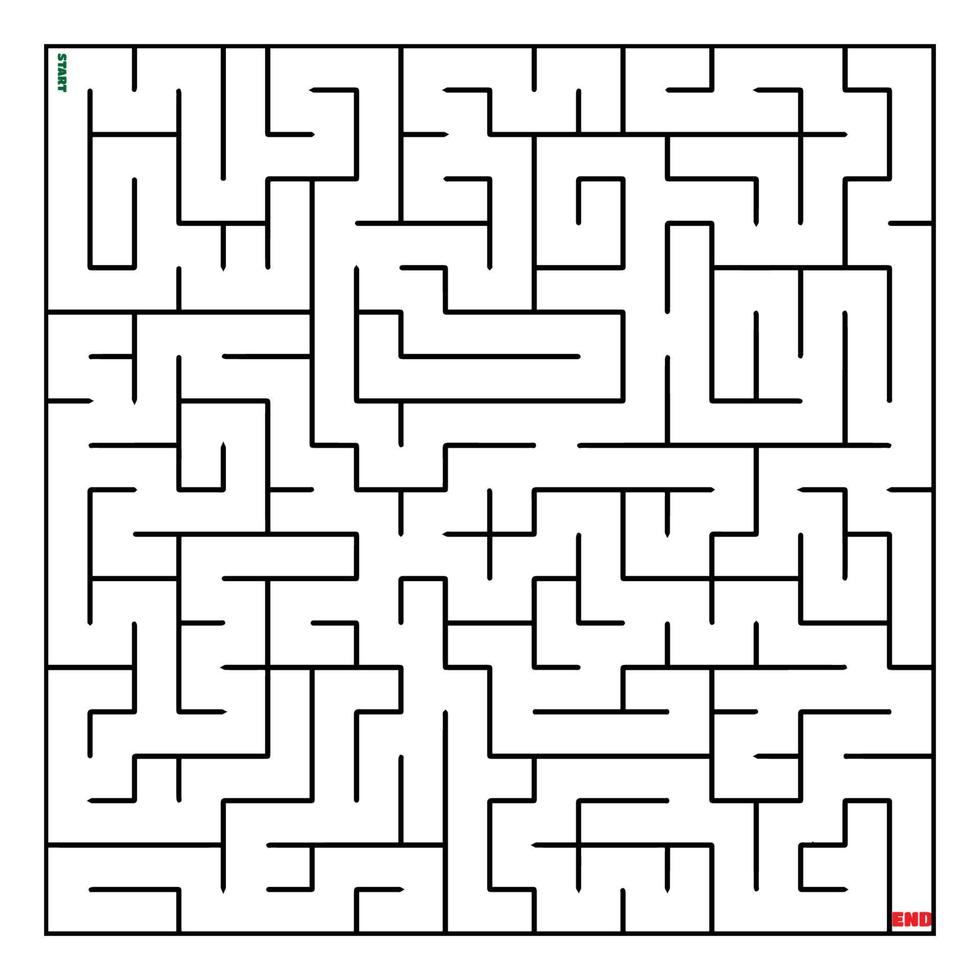 maze coloring page  find the right way to the solution. square maze black line on white background vector