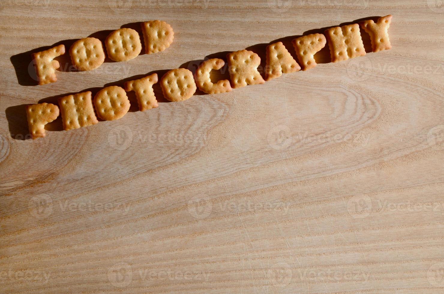 Food photography. Edible letters photo