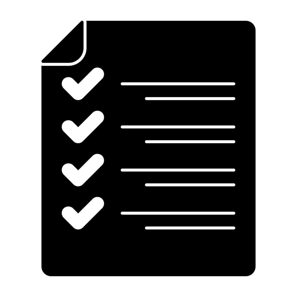 Paper with tick mark showcasing task list icon vector