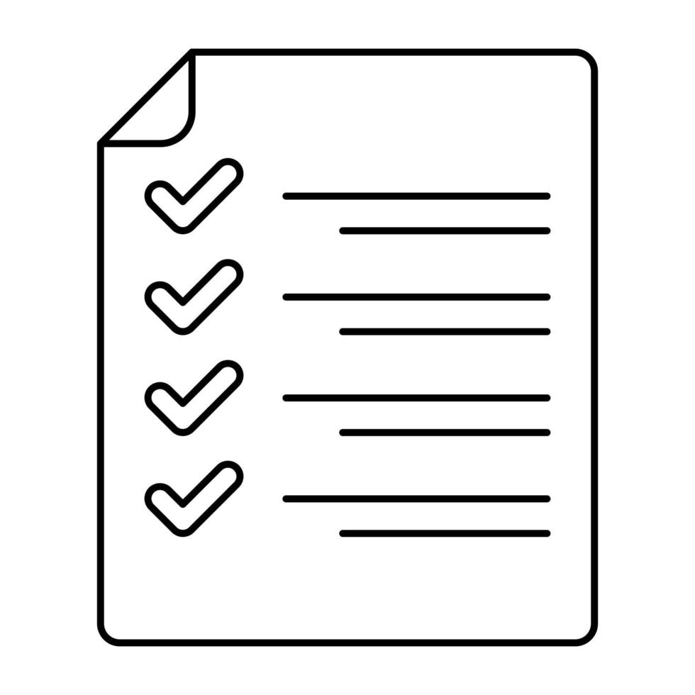 Paper with tick mark showcasing task list icon vector