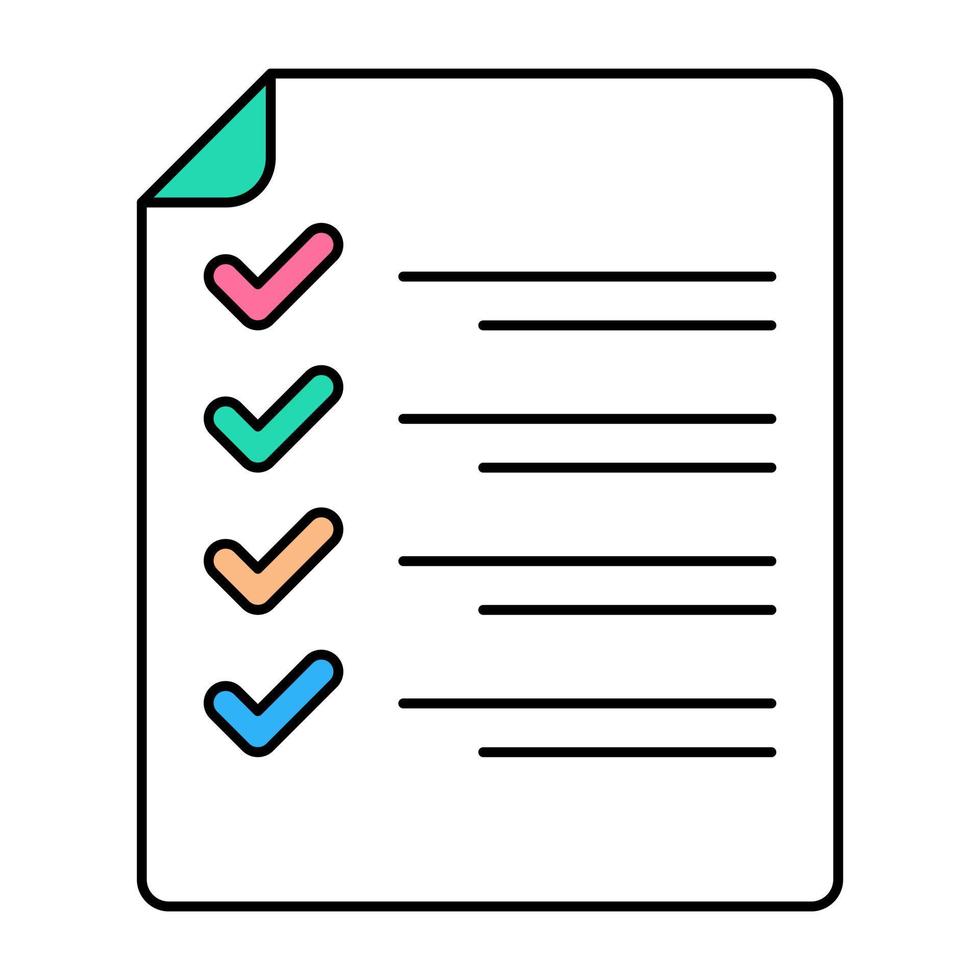 Paper with tick mark showcasing task list icon vector