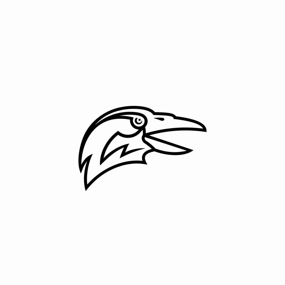 ilustración de línea de icono de vector de logotipo de cuervo