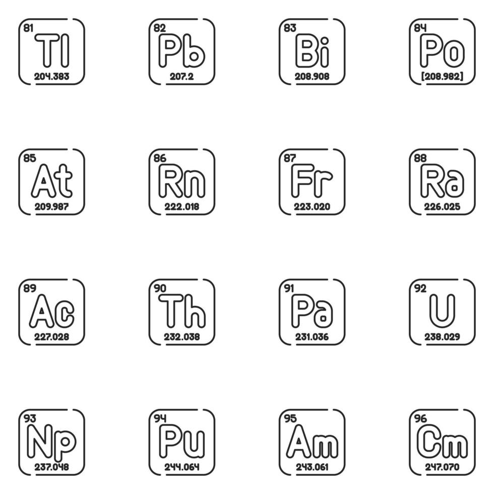 Periodic Line Icon Set vector