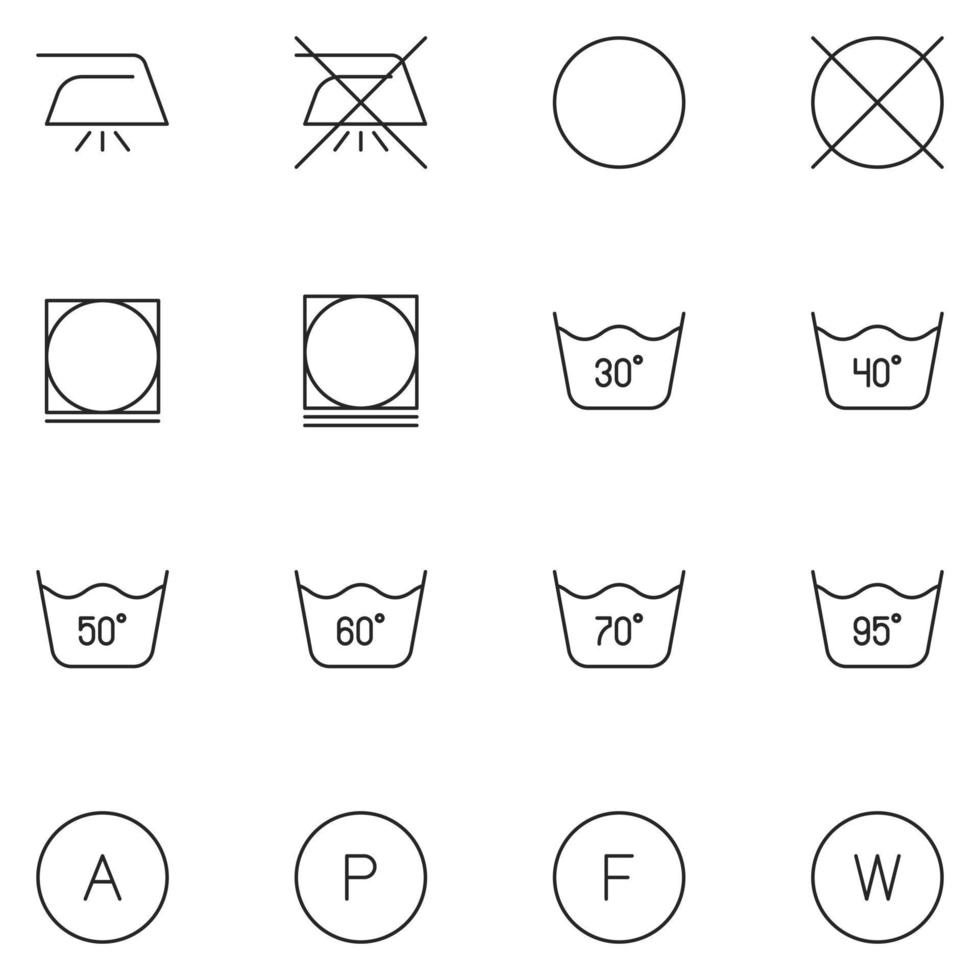 conjunto de iconos de línea de guía de lavandería vector