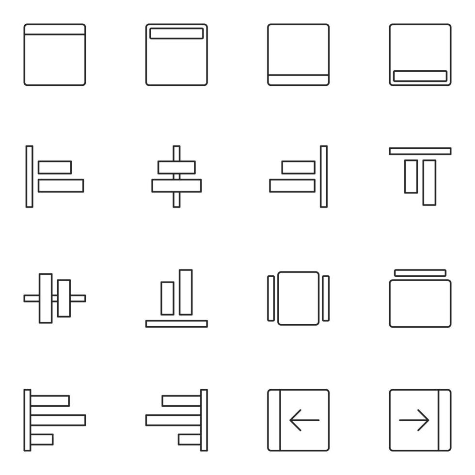 conjunto de iconos de línea de alineación de diseño vector