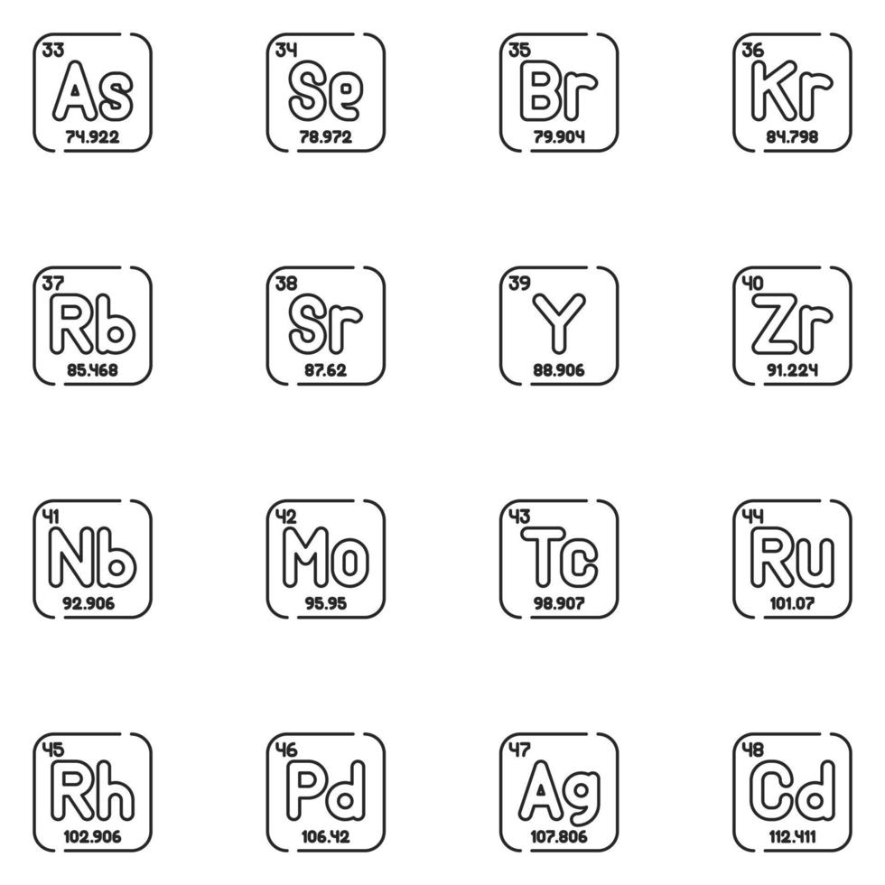 conjunto de iconos de línea periódica vector