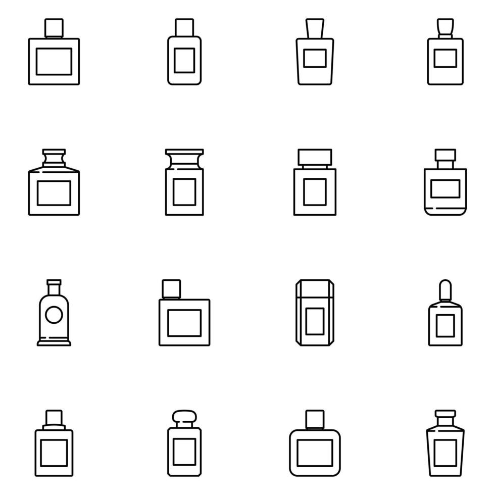 Perfume Line Icon Set Vector