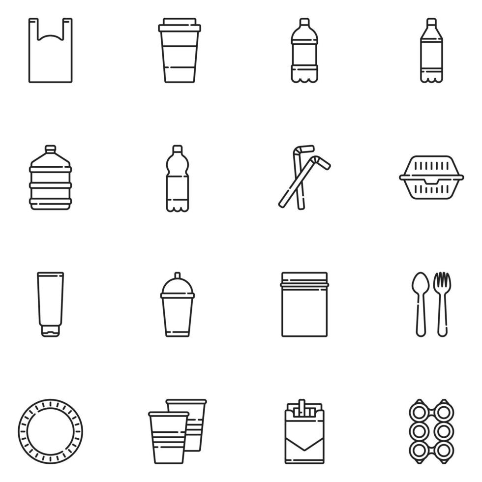 Plastic Line Icon Set Vector