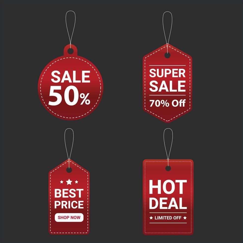 Vector illustration hanging price tag sale discount set icon