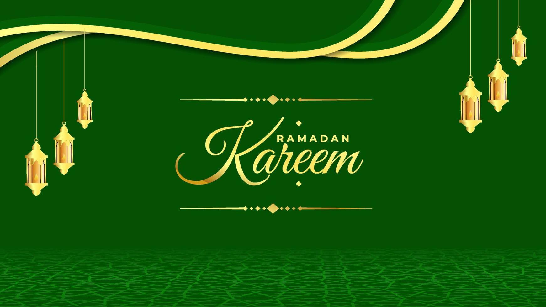 Islamic banner with green background and Islamic pattern decoration vector