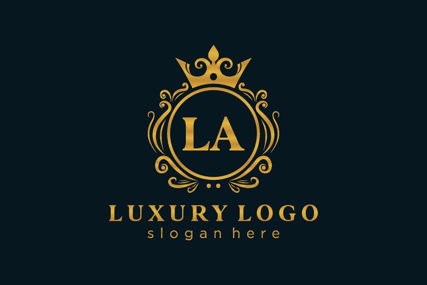 Initial LA Letter Royal Luxury Logo template in vector art for Restaurant, Royalty, Boutique, Cafe, Hotel, Heraldic, Jewelry, Fashion and other vector illustration.