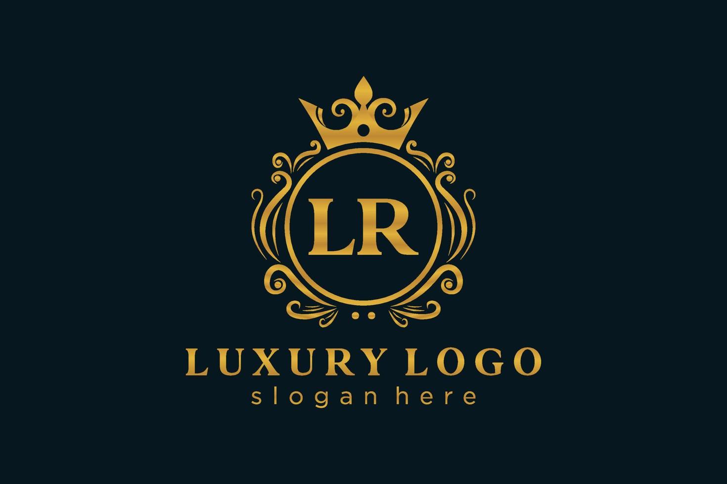 Initial LR Letter Royal Luxury Logo template in vector art for Restaurant, Royalty, Boutique, Cafe, Hotel, Heraldic, Jewelry, Fashion and other vector illustration.