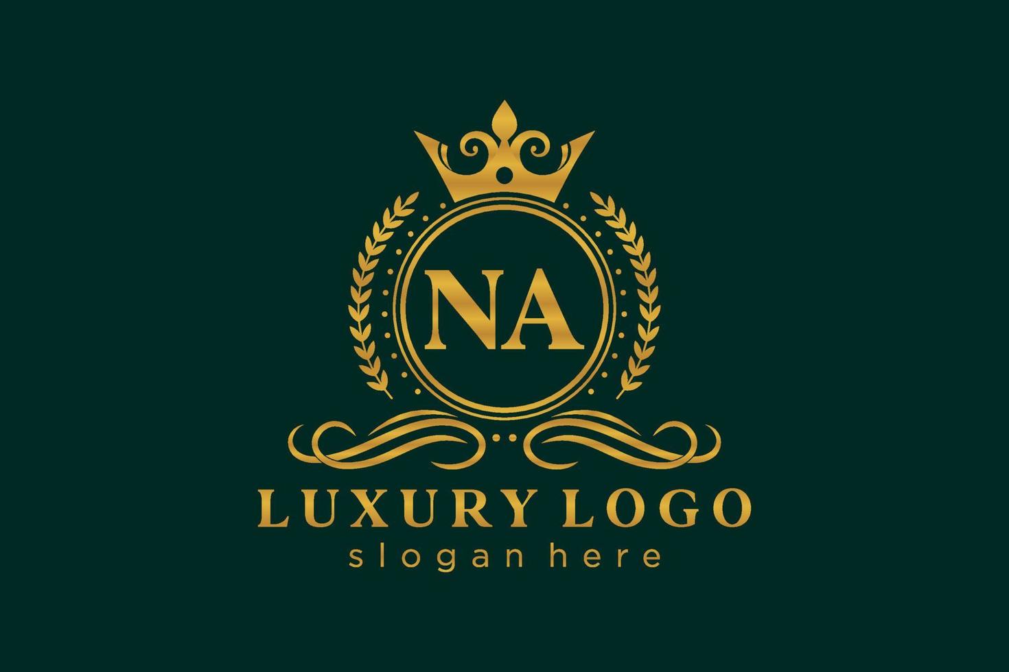 Initial NA Letter Royal Luxury Logo template in vector art for Restaurant, Royalty, Boutique, Cafe, Hotel, Heraldic, Jewelry, Fashion and other vector illustration.