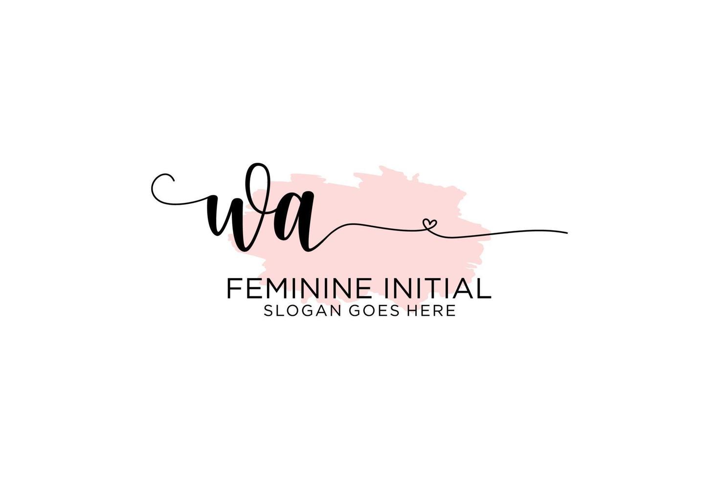 Initial WA beauty monogram and elegant logo design handwriting logo of initial signature, wedding, fashion, floral and botanical with creative template. vector