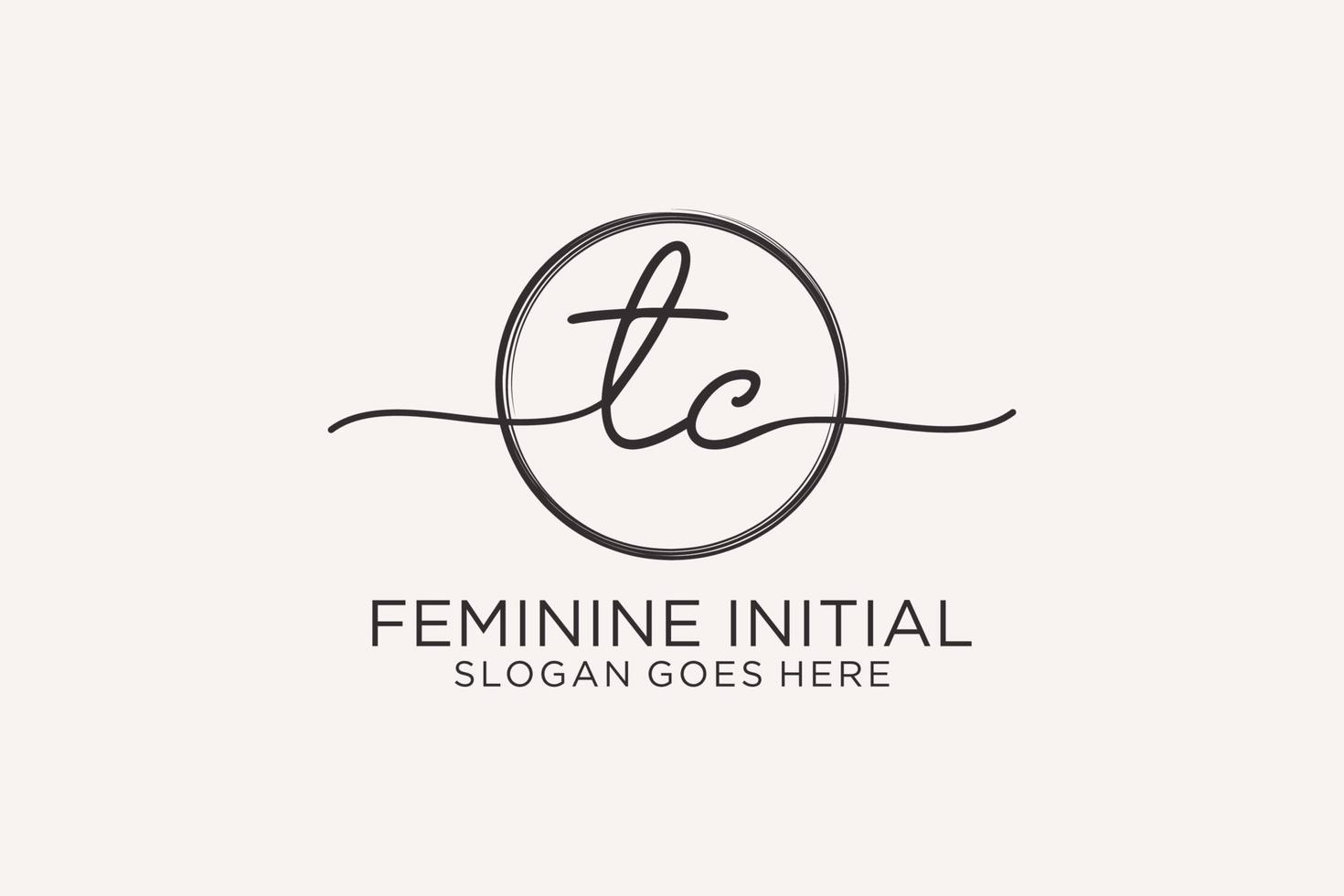 Initial TC handwriting logo with circle template vector logo of initial signature, wedding, fashion, floral and botanical with creative template.