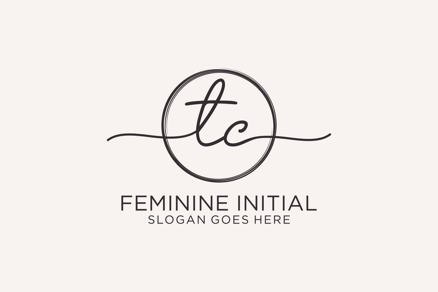 Initial TC handwriting logo with circle template vector logo of initial signature, wedding, fashion, floral and botanical with creative template.