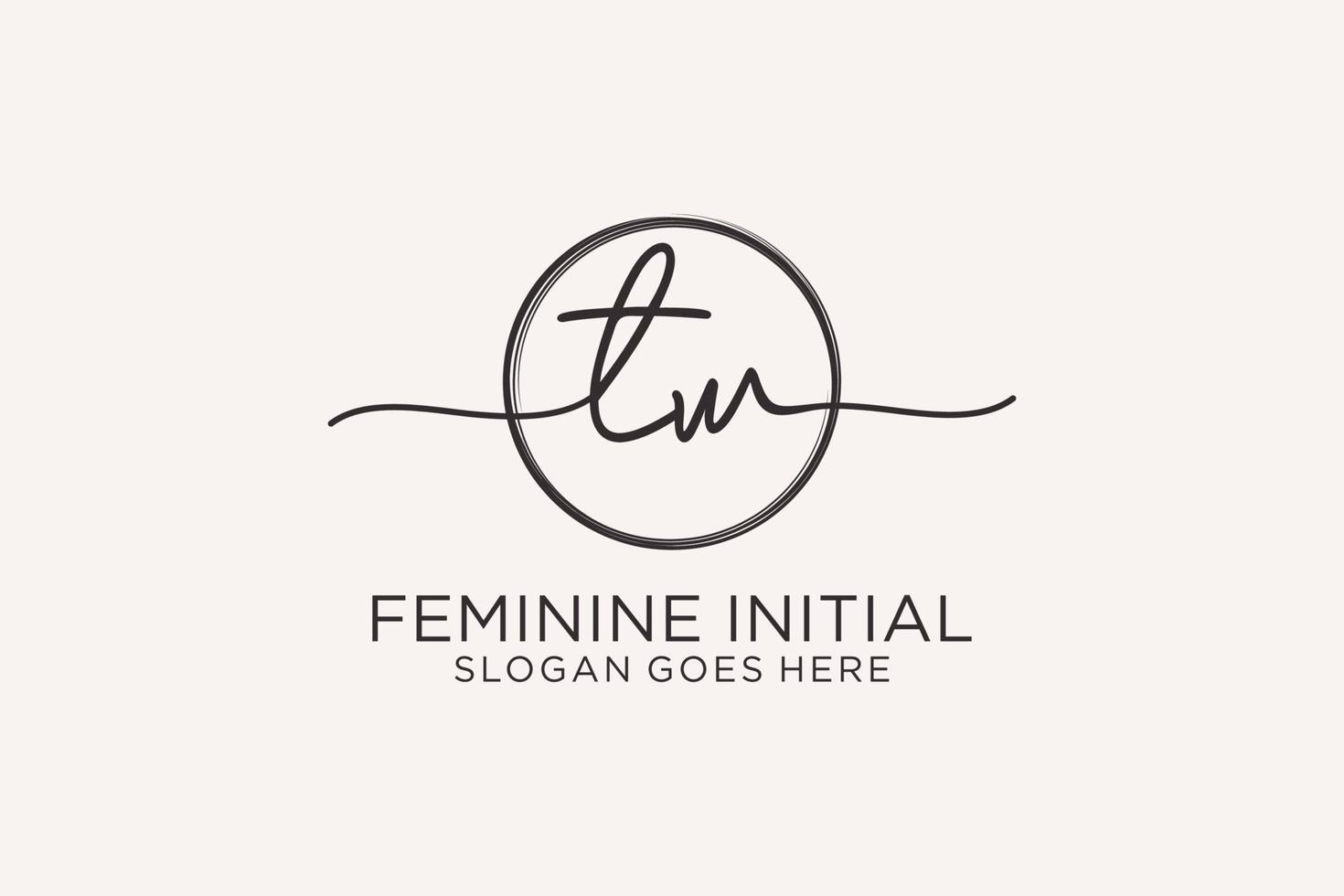 Initial TW handwriting logo with circle template vector logo of initial signature, wedding, fashion, floral and botanical with creative template.